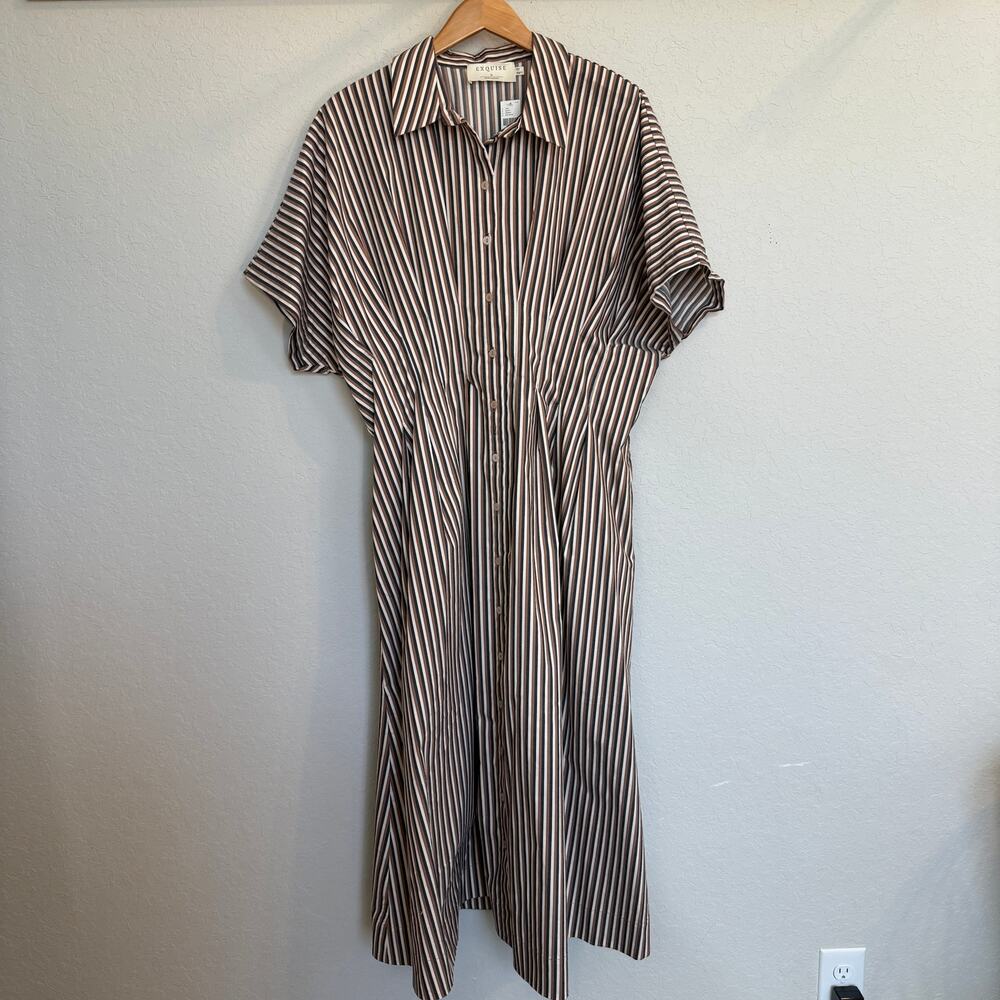 Women's Anthropologie Exquise Tobie Button-Front Pleated Shirt Dress S 1X NEW